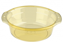 Plastic washbasin, circular and transparent for household use